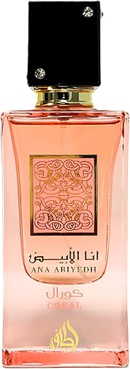 Lattafa Ana Abiyedh Coral for Unisex Eau de Parfum Spray, 2.0 Ounce / 60 ml