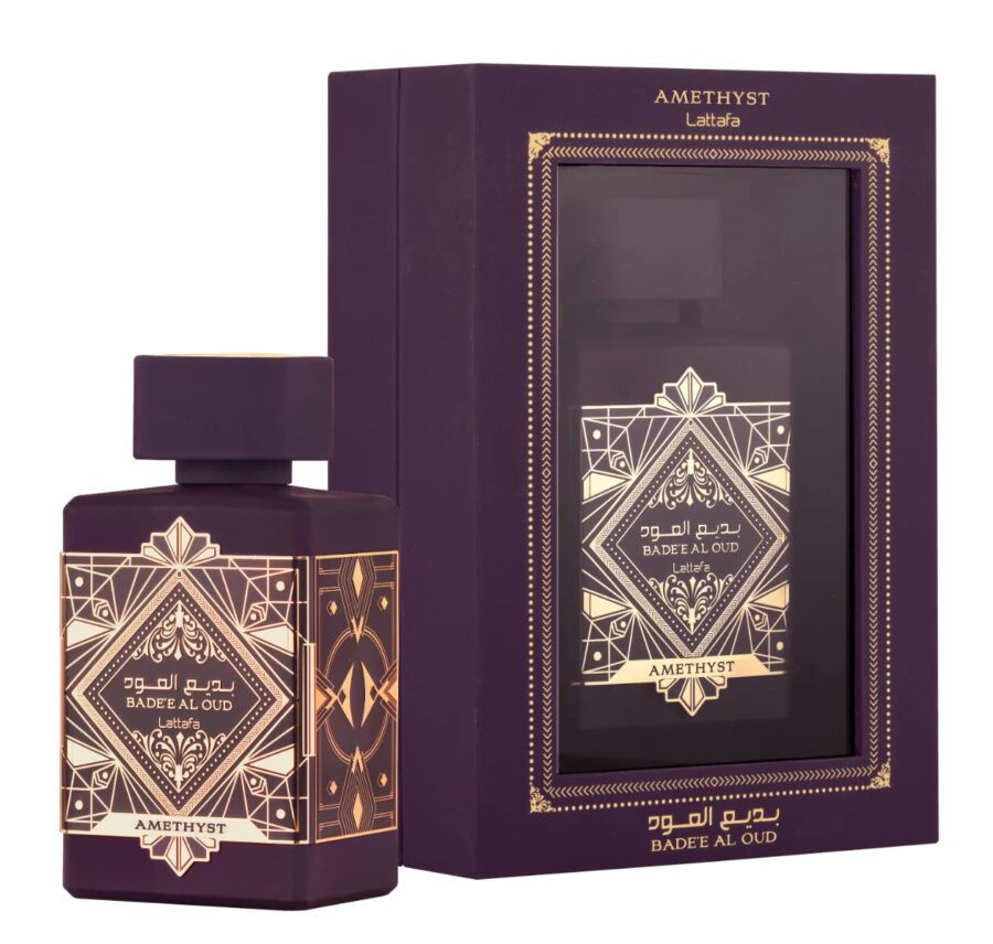 Lattafa Bade'e Al Oud Amethyst - Floral, Fruity, Amber, Oud - Eau de Parfum Long-Lasting Fragrance for Unisex, 3.40 Ounce / 100 ml